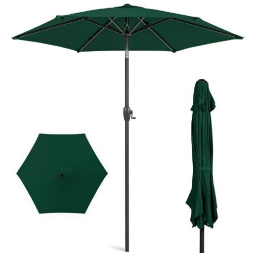 Outdoor Market Patio Umbrella w/ Push Button Tilt, Crank Lift - 7.5ft  - Lot 617