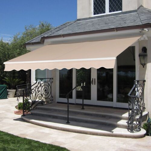 Retractable Patio Awning Cover w/ Aluminum Frame, Crank Handle - 98x80in - Lot 375