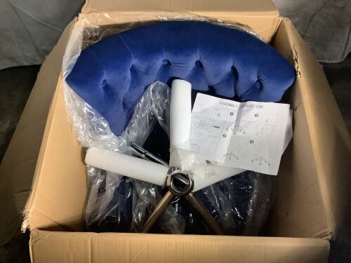 Blue Velvet Chair - Missing Hardware - Lot 935
