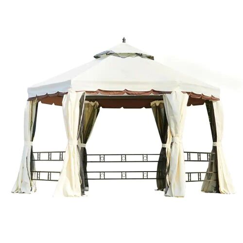 12'x12' Outdoor Hexagonal Canopy Gazebo - Cream - Lot 38