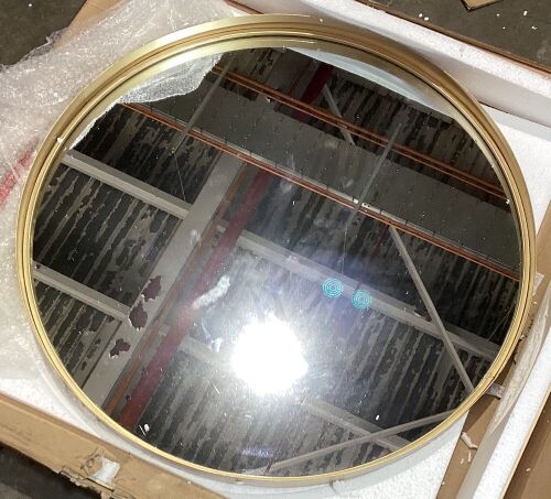 Round Wall Mirror with Gold Frame - Lot 547