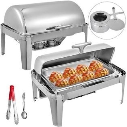 VEVOR 2pack Stainless Steel Rectangular Roll Top Chafing Dishes - Appear New - Lot 172