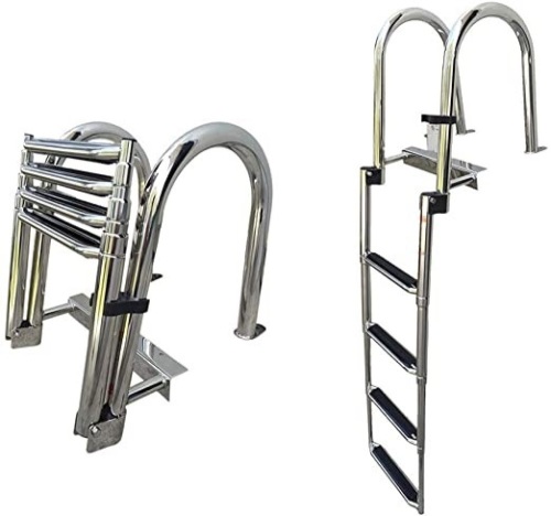 HOFFEN Stainless Steel in-Board 4 Steps Folding Pontoon Boat Ladder - Appears New  - Lot 187