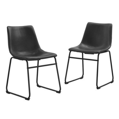 Walker Edison Black Faux Leather Dining Chairs, Set of 2 - New - Lot 290