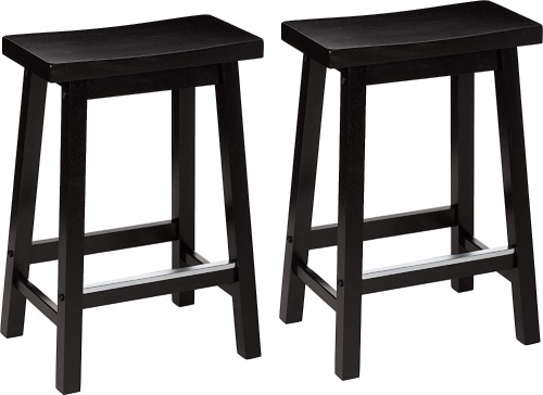 Amazon Basics 24" Solid Wood Saddle-Seat Counter-Height Stools with Foot Plate, Set of 2 - New/Unopened  - Lot 306