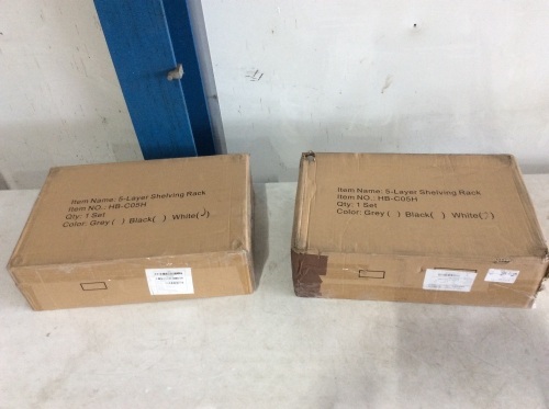 Lot of (2) 5 Tier Shelving Racks, White - E-Commerce Return, Unknown Condition  - Lot 547