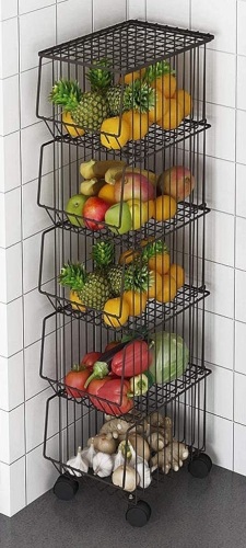 BENOSS 5 Layer Metal Wire Basket with Wheels and Cover - New - Lot 568