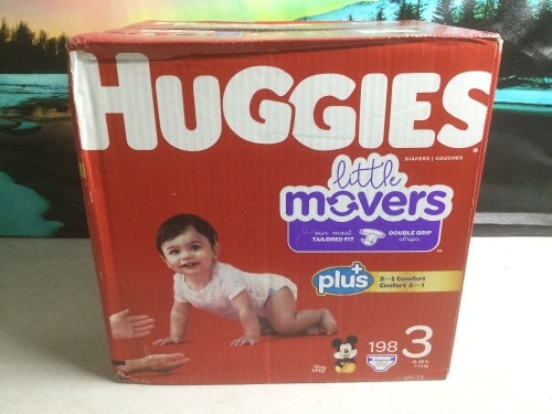 Huggies Little Movers Plus Baby Diapers, Size 3, 198 ct - New - Lot 664