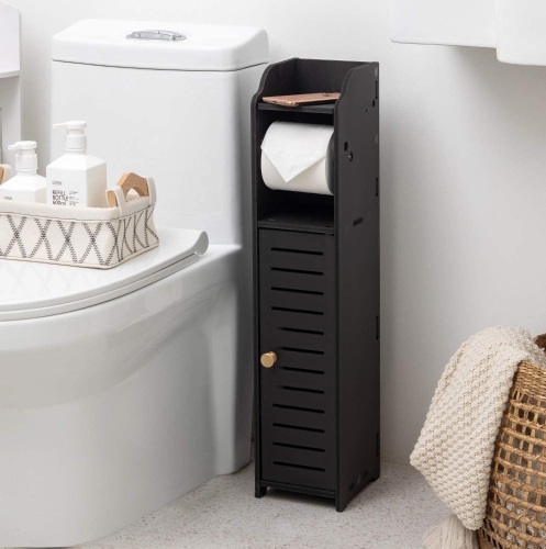 Black Toilet Paper Holder Stand for Half Bath - New - Lot 689