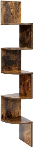 Function Home 5-Tier Wall Mounted Floating Corner Shelf, Rustic Brown - Appears New   - Lot 860