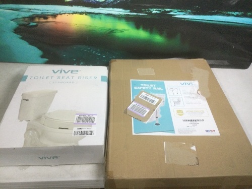 Vive Toilet Seat Riser & Toilet Safety Rail - Appear New - Lot 900