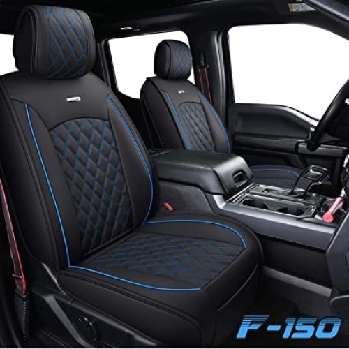 Black and Blue Car Seat Covers for 09-21 Ford F150 and 17-21 F250 F350 F450 - Appear New  - Lot 1086