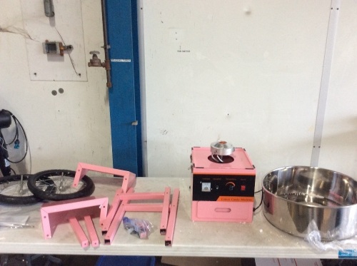 VEVOR 21" Commercial Cotton Candy Machine with Cart, Pink Stainless Steel - Powers On Not Tested Further  - Lot 1141