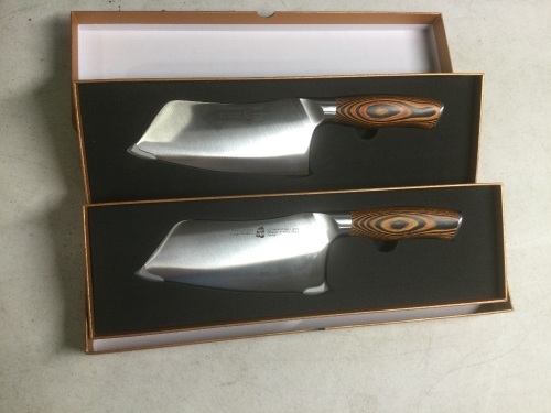 Lot of (2) TUO 7" Stainless Steel Vegetable Cleaver with Pakkawood Handle, Fiery Phoenix Series - New  - Lot 1320