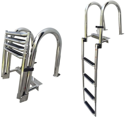 HOFFEN Stainless Steel in-Board 4 Steps Folding Pontoon Boat Ladder - Appears New - Lot 876