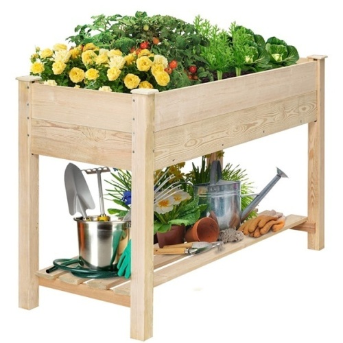 KingSo Elevated Wooden Planter Box with Shelf - Appears New  - Lot 1095