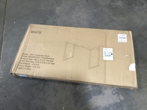 39.4" Computr Desk, White - Appears New  - Lot 604