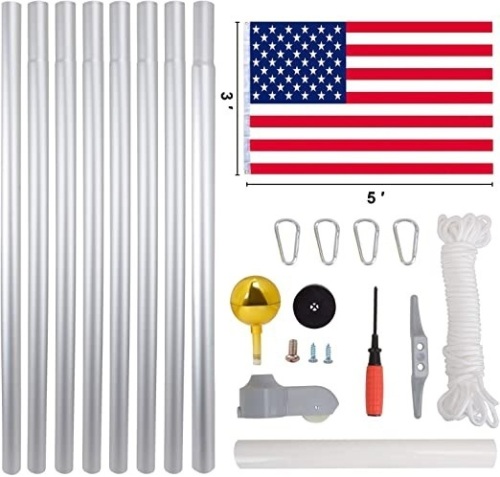 Voilamart 25' Sectional Heavy Duty Flag Pole with 3'5" American Flag - Appears New  - Lot 434