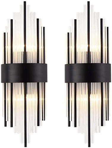 BOKT Modern Crystal Wall Sconces with Brass Base, Set of 2 - Appear New  - Lot 1108
