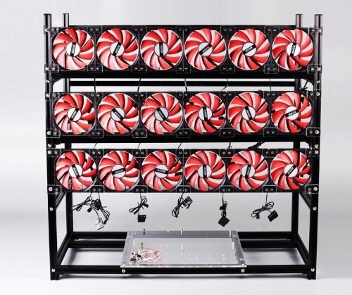 Stackable Computer Fame 19 Graphics Card GPU USB PCI-E Cable Computer Case BTC LTC ETC Coin Mining Rig Frame Server Chassis - Appears New  - Lot 86