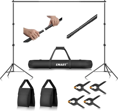 EMART Photo Video Studio 10Ft Adjustable Background Stand Backdrop Support System Kit with Carry Bag - Appears New  - Lot 266