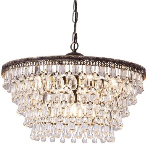 Wellmet 6-Light 5 Tiers Hanging Farmhouse Crystal Chandelier - Appears New - Lot 687