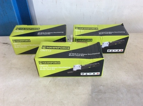Lot of (3) HAWKFORCE 12V MAX Cordless Multi-Purpose Oscillating Tool with 6 Variable Speedsn - Appear New - Lot 1320
