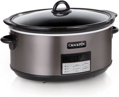 Crock Pot 8 Quart Programmable Slow Cooker with Digital Countdown Timer, Black Stainless Steel - New/Unopened - Lot 630