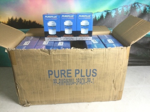 Case of PUREPLUS Replacement Refrigerator Water Filters PP-RWF0600A, 12 Packs of 3 - New  - Lot 123