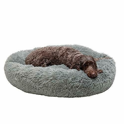 Furhaven Round Plush Long Faux Fur 36" Calming Cuddler Donut Pet Bed - E-Comm Return, Appears New - Lot 941