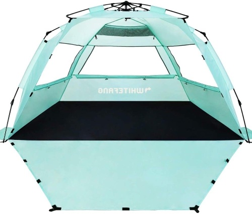 WhiteFang Deluxe XL Pop Up Beach Tent Sun Shade Shelter for 3-4 Person, Extendable Floor with 3 Ventilating Windows - Appears New - Lot 550