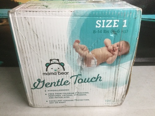 Gentle Touch Baby Hypoallergenic Baby Diapers, Size 1, 196 ct - New - Lot 647