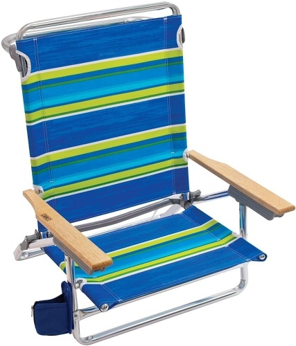 Rio Beach Classic 5 Position Lay Flat Folding Beach Chair, Tropical Fusion Wide Stripe - New - Lot 660