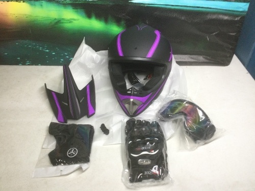 Senhill Virtue Motorcross Helmet with Visor, Goggles & Gloves, Small - New  - Lot 314