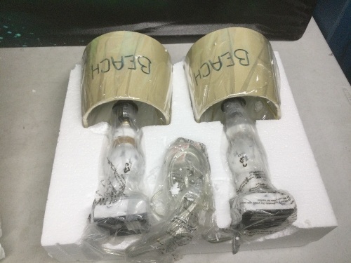 AHSI Table Lamps, Beach Shades, Set of 2 - New - Lot 319