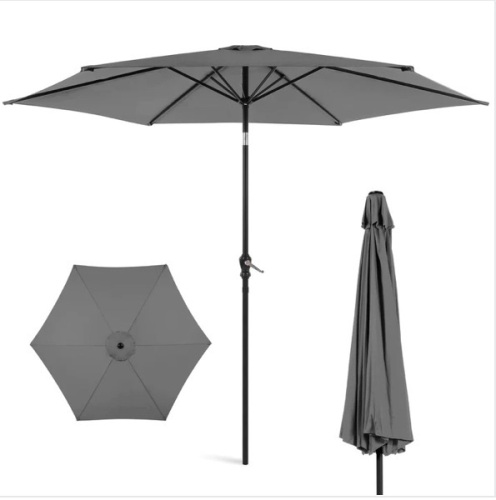 Outdoor Steel Market Patio Umbrella Decoration w/ Tilt, Crank Lift - 10ft, Ecommerce Return, Box Damaged - Lot 300a