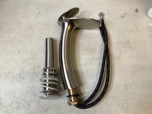 Brushed Nickel Waterfall Bathroom Sink Faucet with Supply Hose, Ecommerce Return, Appears New - Lot 321