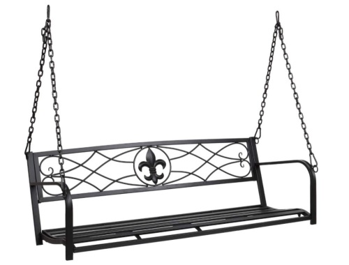 VINGLI Metal Patio Porch Swing, Black, May Be Missing Hardware, E-Commerce Return/Appears New - Lot 322