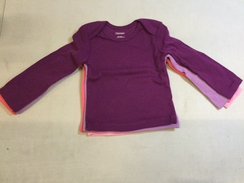 Lot of 22 Hanes Flexy Long-Sleeved Toddler Girl Shirts, 18-24 Months, Appears New - Lot 419