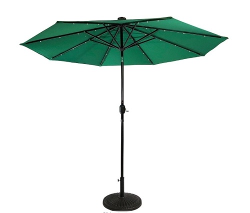 Sun Ray - 9' Round Solar Lighted Umbrella - Emerald Green, Appears New - Lot 484