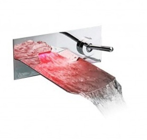 Wovier W-8421L-C LED Wall Mount Waterfall Bathroom Sink Faucet, Chrome - Lot 232