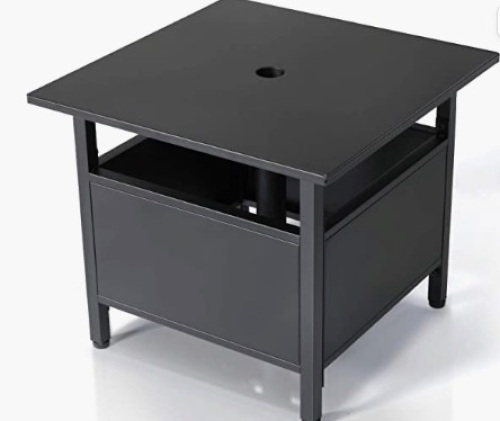 TOOCAPRO Patio Side Table with Umbrella Hole, Black, May Be Missing Hardware - Lot 516