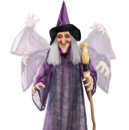 Wicked Wanda Standing Animatronic Witch with Sounds, LED Eyes - 5ft, May Be Missing Hardware - Lot 2262