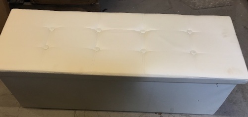 Ottoman w/ Storage Compartments, White - Lot 200