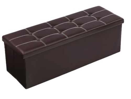 43 in. Brown Faux Leather Folding Ottoman Bench/Storage Chest - Lot 131