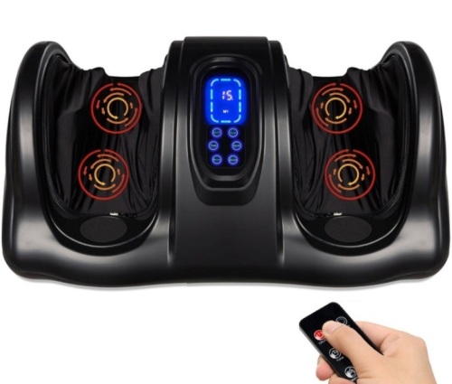 Therapeutic Foot Massager w/ High Intensity Rollers, Remote, 3 Modes, Black - Lot 433