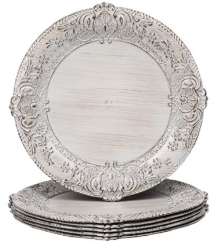 MAONAME 13" White Charger Plates, Set of 6, New - Lot 311