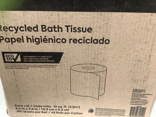 Case of (48) Rolls Recycled Bath Tissue - Lot 331