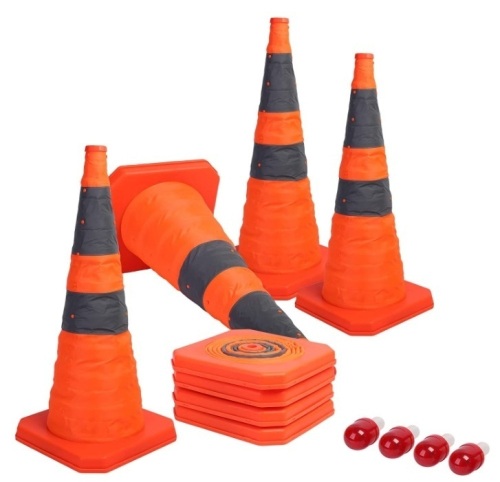 Sunnyglade [4pk] 28" Collapsible Traffic Cones w/ LED Light - Lot 340