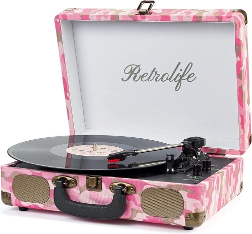 Bluetooth Portable Suitcase Record Player, Powers Up, Appears New - Lot 366